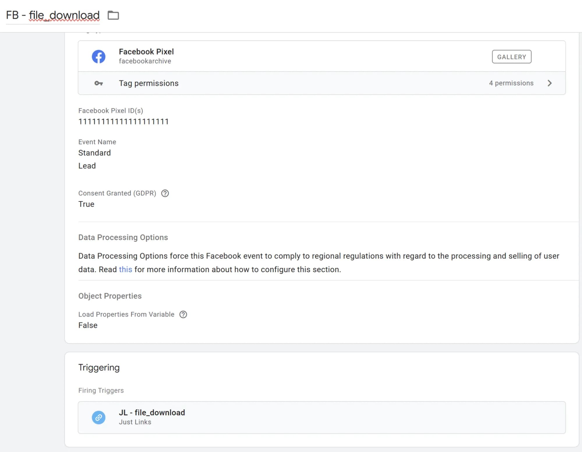 16.1.8 Facebook Pixel tag