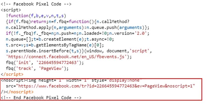 23.8 Facebook Pixel code