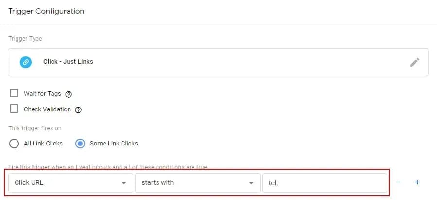 16.1.3 Trigger Click URL starts with tel