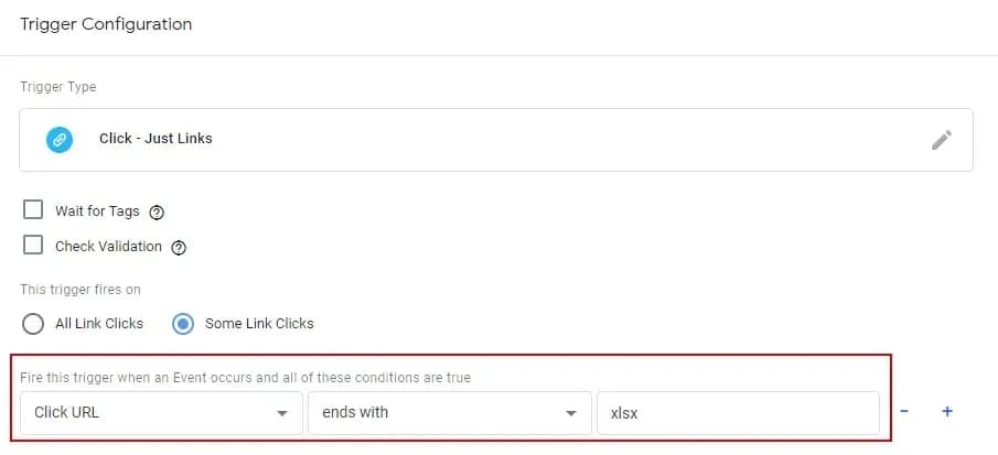 16.1.6 Trigger Click URL ends with xlsx
