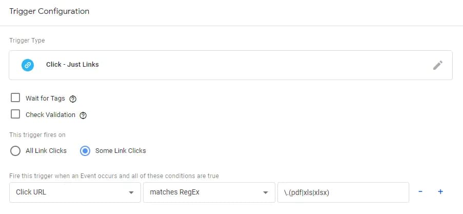 16.8 Example of using a regular expression in a link-only trigger