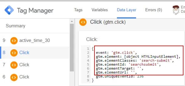 17.2 Getting Click Information from DataLayer