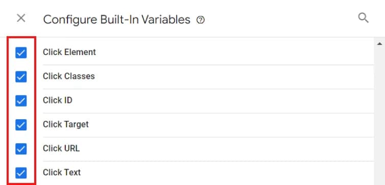 25.16 Enabling built-in variables in GTM