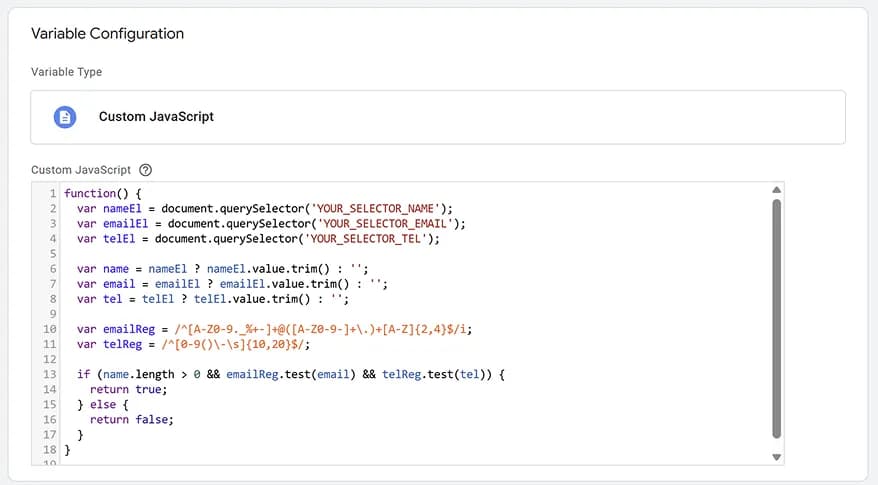 30.8 GTM variable for form validation on click