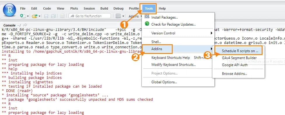34.16 Adding the add-on Schedule R scripts on