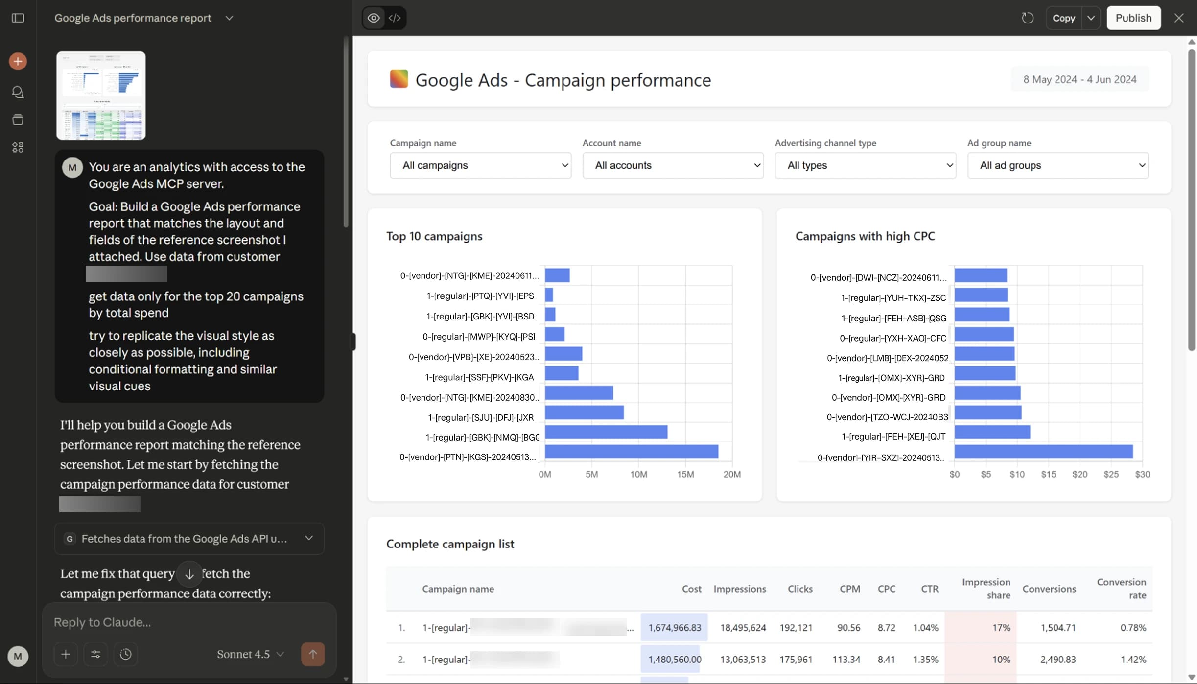 40.3 Google Ads MCP Report Generation Result